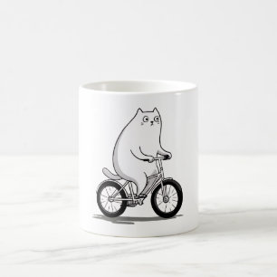 Taza De Café Gato chistoso lindo montando un Personalizado de b