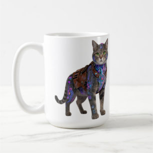 Taza De Café Gato Circuito Cyberpunk – Bestia Tech Neon