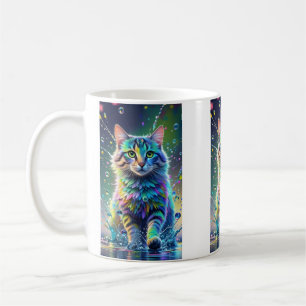 Taza De Café Gato colorido, salpicaduras, pintura, clasificació