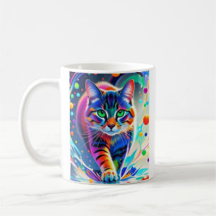 Taza De Café Gato colorido, salpicaduras, pintura, clasificació