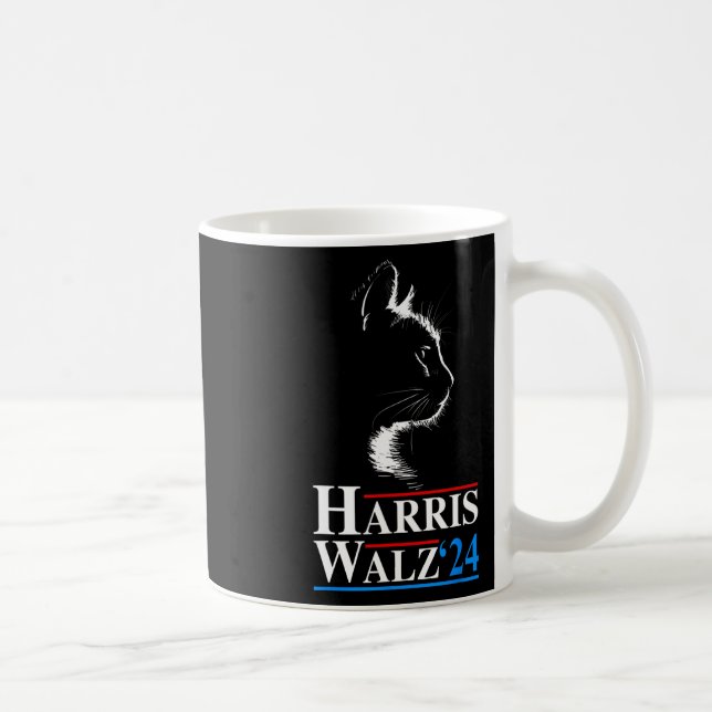 Taza De Café Gato cómico de Waltz 2024 Kamala Harris Tim Wa (Derecha)
