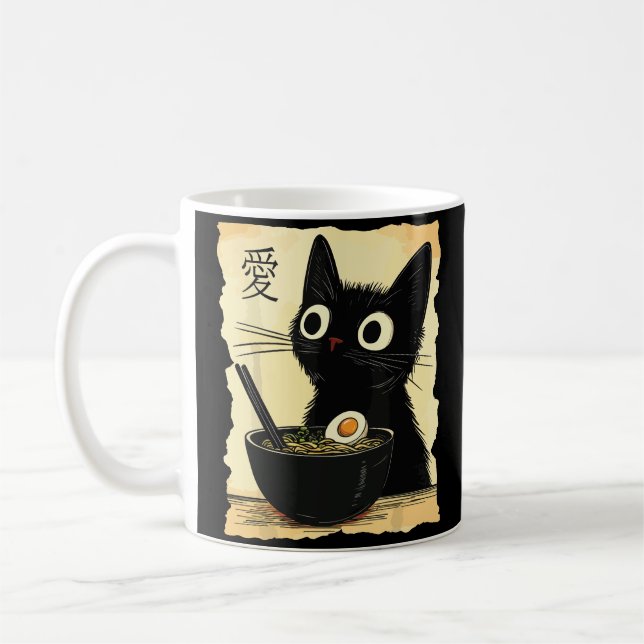 Taza De Café Gato comiendo ramen  (Izquierda)