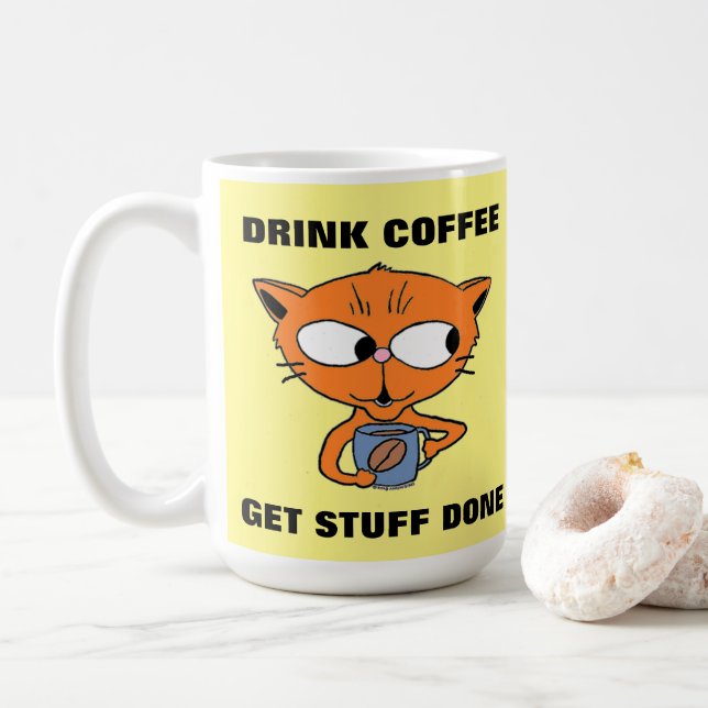Taza De Café Gato con dicho divertido (Con donut)