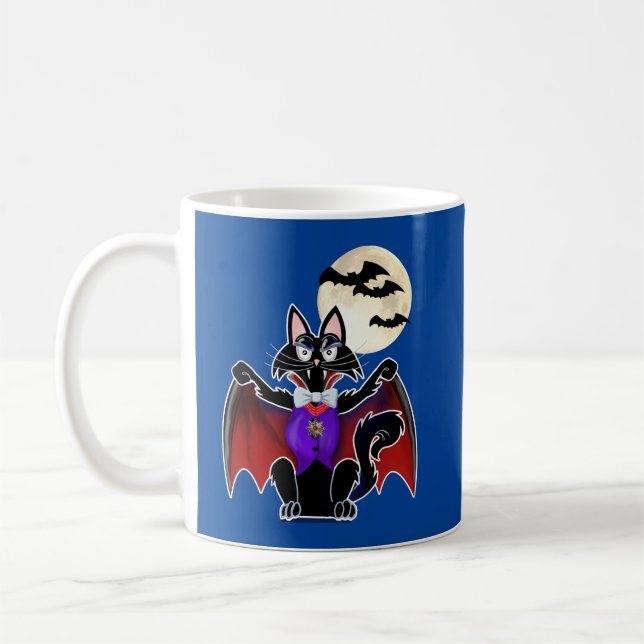 Taza De Café Gato con disfraz de vampiro (Izquierda)
