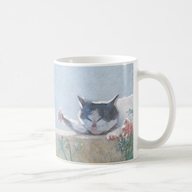 Taza De Café Gato con el geranio (Derecha)