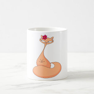 Taza De Café Gato con flor lindo Kawaii Kitty