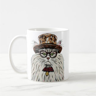 Taza De Café Gato con gorra y gafas