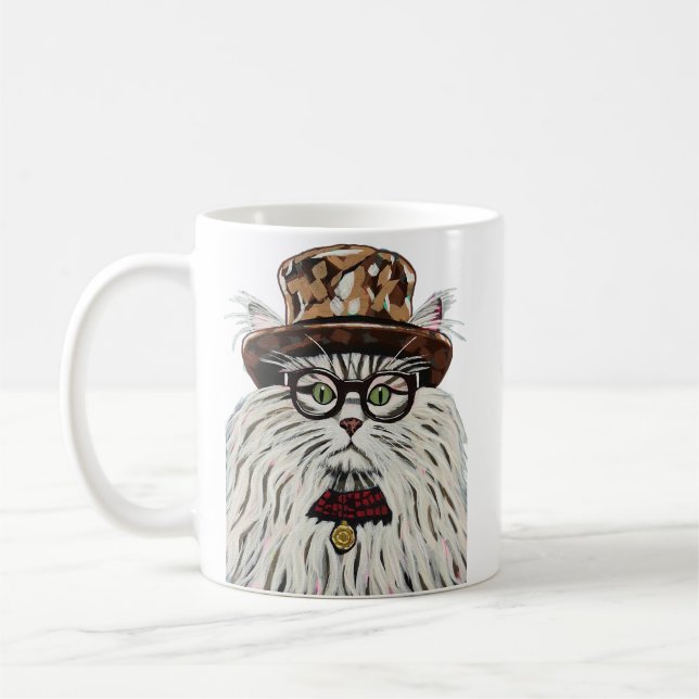Taza De Café Gato con gorra y gafas (Izquierda)