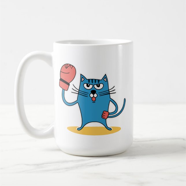 Taza De Café Gato con guantes de boxeo (Izquierda)