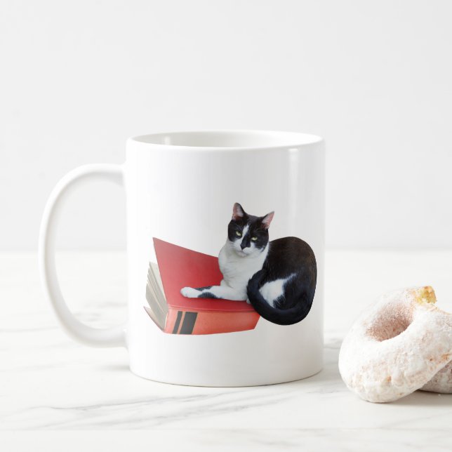 Taza De Café Gato con mug de libro (Con donut)
