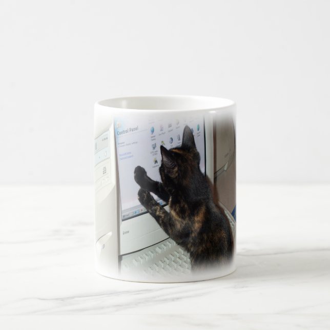 Taza De Café Gato con PC (Centro)
