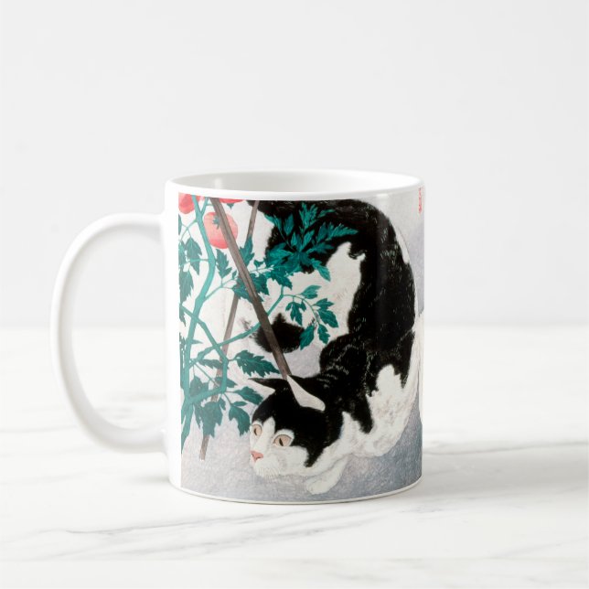 Taza De Café Gato con planta de tomate (1931) de Hiroaki Takaha (Izquierda)