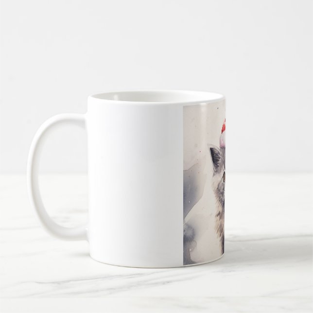 Taza De Café Gato con Santa Hat Mug (Izquierda)