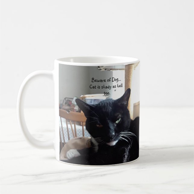 Taza De Café Gato con sonrisa sombría (Izquierda)