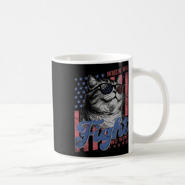 Taza De Café Gato con Sungles Bandera Estadounidense Kamala Har (Derecha)