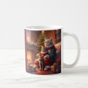 Taza De Café Gato con traje de Papá Noel Gato de Navidad Famili