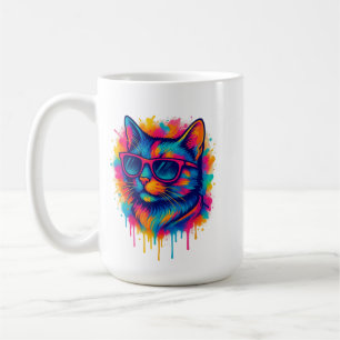 Taza De Café Gato Cool del Pop-Art con Gafas de Sol