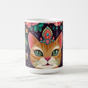 Taza De Café Gato Coronado con Joyas