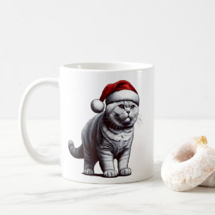 Taza De Café Gato cortoso navidad británico, Navidad Santa Kitt