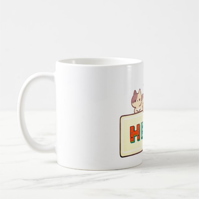 Taza De Café gato, cuadro de texto, garabato (Izquierda)
