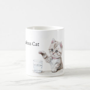 Taza De Café Gato Curioso Adorable de Vidrio