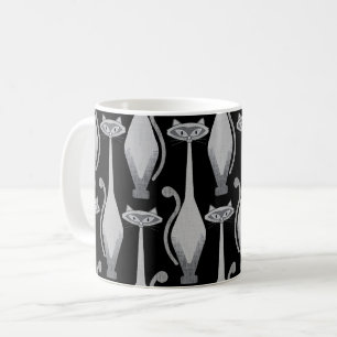 Taza De Café Gato curioso siamés - blanco y negro