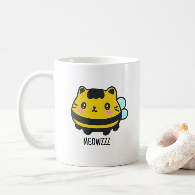 Taza De Café Gato Cute Bumblebee (Con donut)
