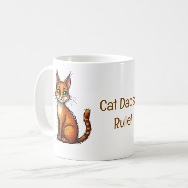 Taza De Café Gato Dads Rule mug - un regalo perfecto para el dí (Anverso izquierdo)