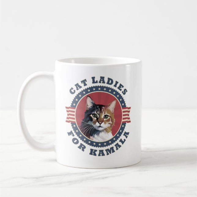 Taza De Café Gato Damas de Kamala Harris presidente 2024 (Izquierda)