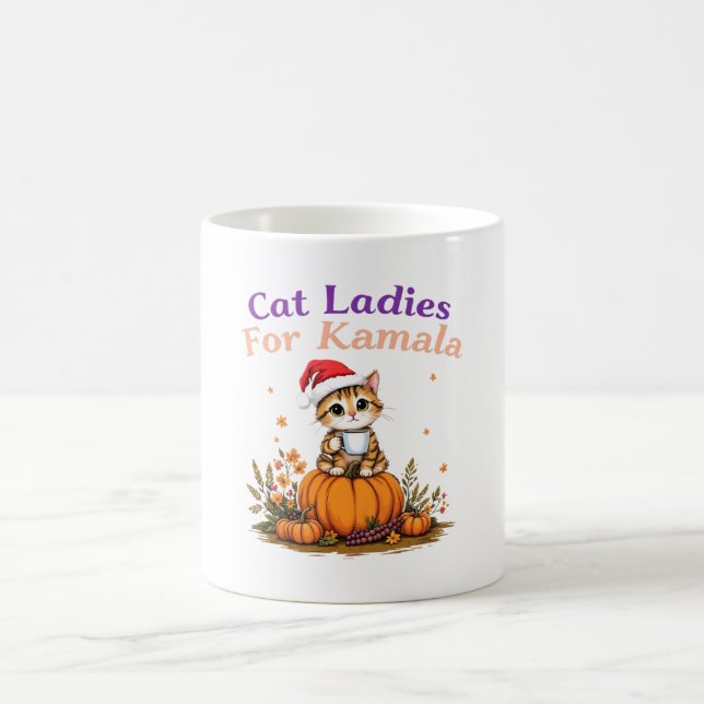 Taza De Café Gato Damas de Kamala: Mostrar apoyo a Kamala (Centro)