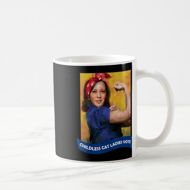 Taza De Café Gato Damas Votar Kamala 2024 Rosie The Riveter (Derecha)