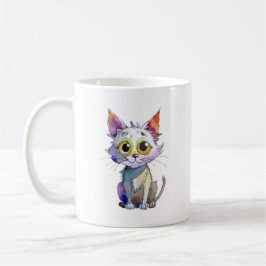 Taza De Café Gato de acuarela caprichoso