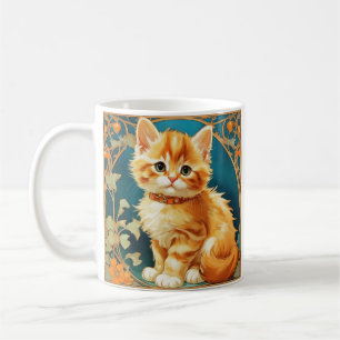 Taza De Café Gato de Alphonse Mucha Art Nouveau