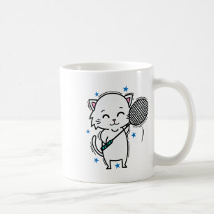 Taza De Café Gato de Badminton