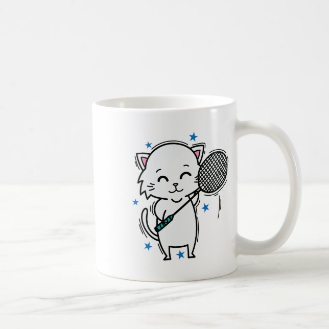Taza De Café Gato de Badminton (Derecha)