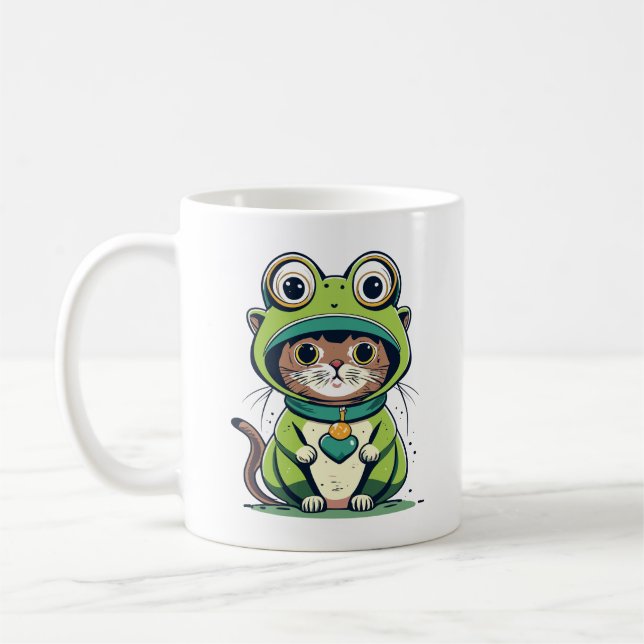 Taza De Café Gato de bebé con Gorra de rana (Izquierda)