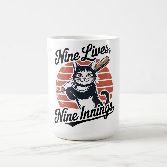 Taza De Café Gato de béisbol Nine Lives Nine Innings  (Centro)