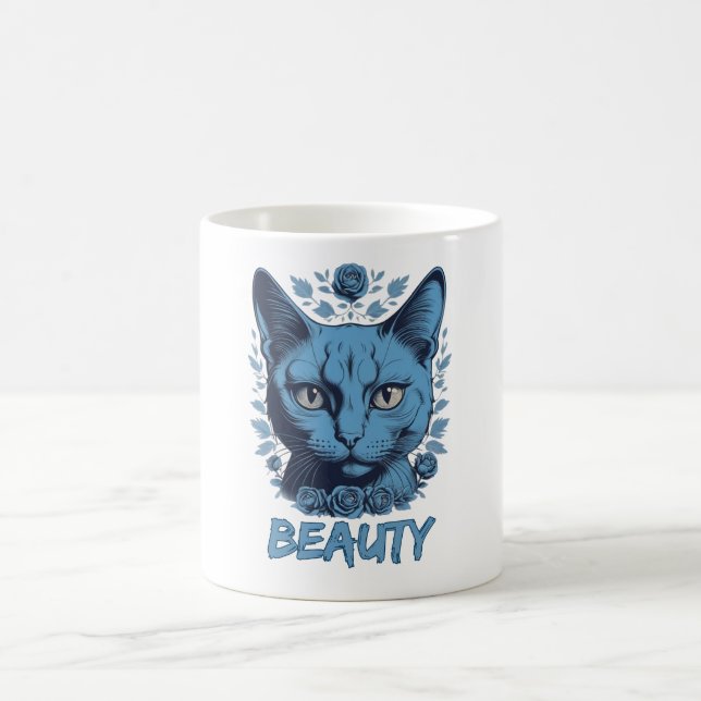 Taza De Café gato de belleza divertido (Centro)