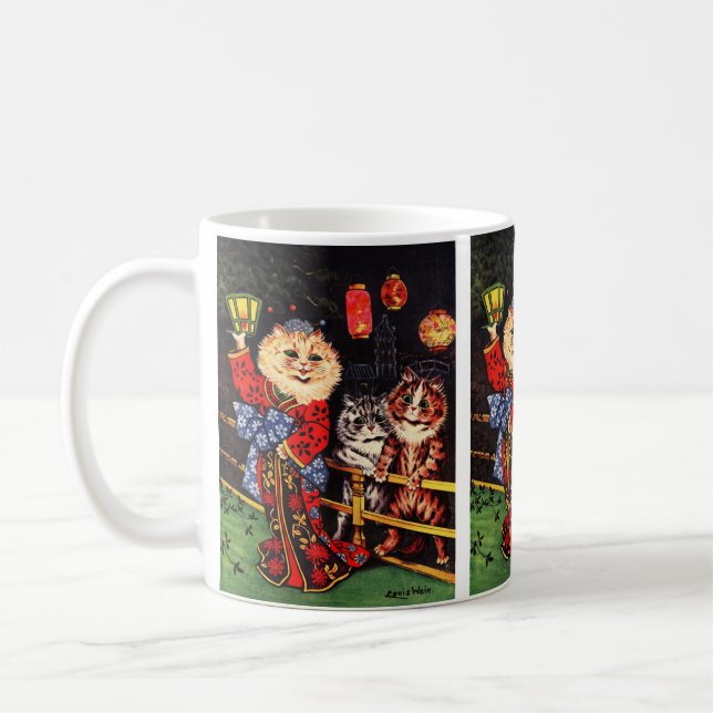 Taza De Café Gato de belleza japonés de Louis Wain (Izquierda)