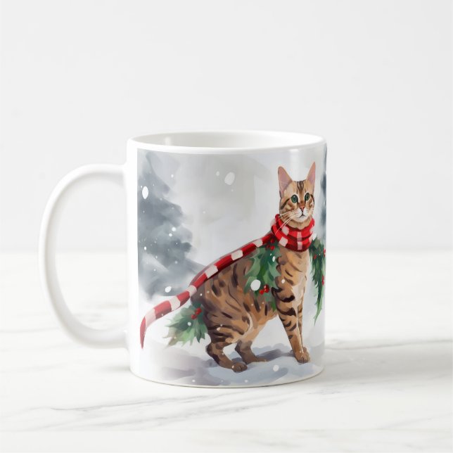 Taza De Café Gato de Bengala en Navidades de nieve (Izquierda)