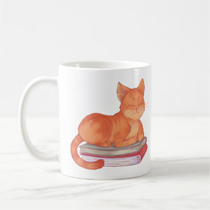 Taza De Café Gato de biblioteca