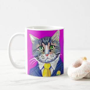 Taza De Café Gato de caballero en un traje y un empate