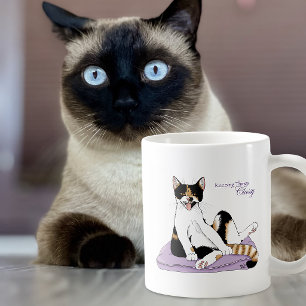 Taza De Café Gato de Calicó Caprichoso Morado con Clase