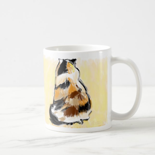 Taza De Café Gato de calicó de la parte posterior (Derecha)
