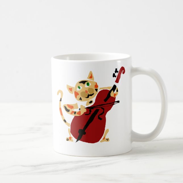 Taza De Café Gato de calicó divertido que juega el dibujo (Derecha)