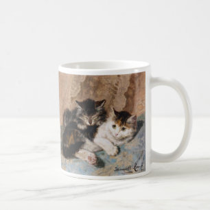 Taza De Café Gato de calicó y pintura gris del Bello Artes del