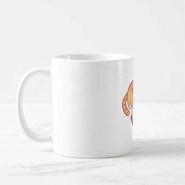 Taza De Café Gato De Cuadros Que Lee Un Libro (Izquierda)