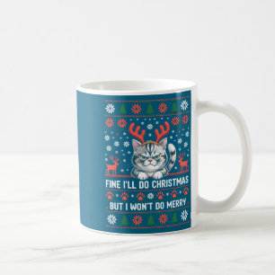 Taza De Café Gato de Cuerno Enfadado Camiseta Fea de Navidad Di