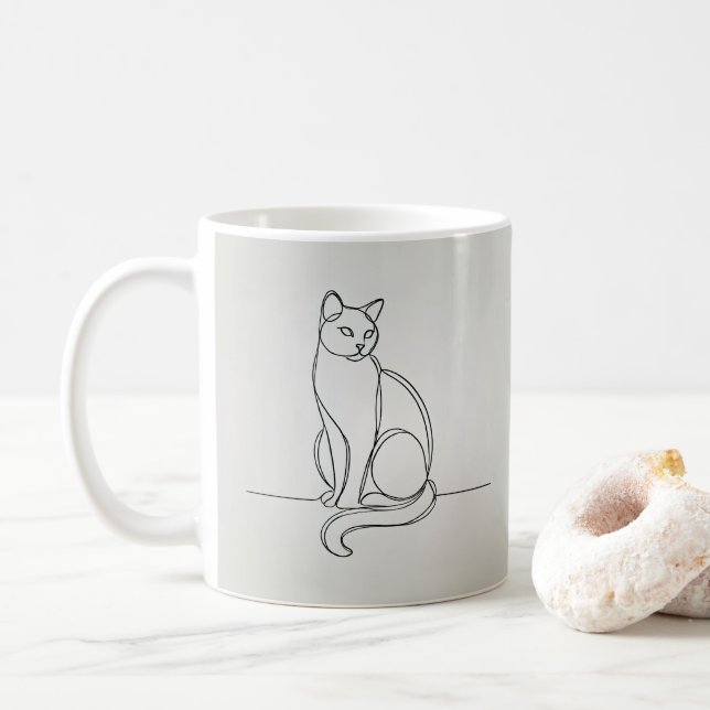 Taza De Café gato de dibujo en línea (Con donut)