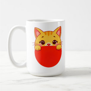 Taza De Café Gato de dibujos animados lindo con colores brillan